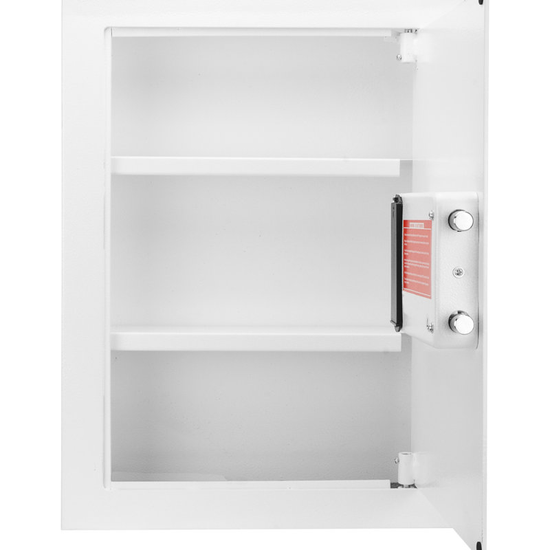White Biometric Wall Safe With Space - 120 Fingerprint Module, 2 Removable Shelves, Steel Construction For Extra Storage Important Documents Solid Construction, Adjustable Shelves