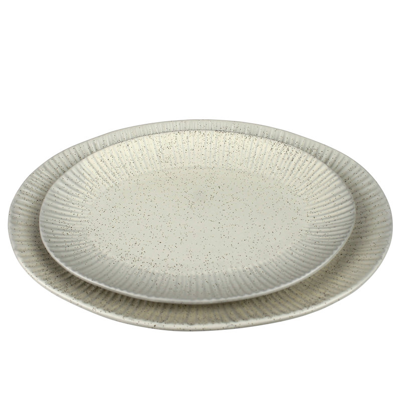 Alicante Platters, Ceramic, Set Of 2  Sm: 12X8.5X1.5, Lrg: 1510.51.5