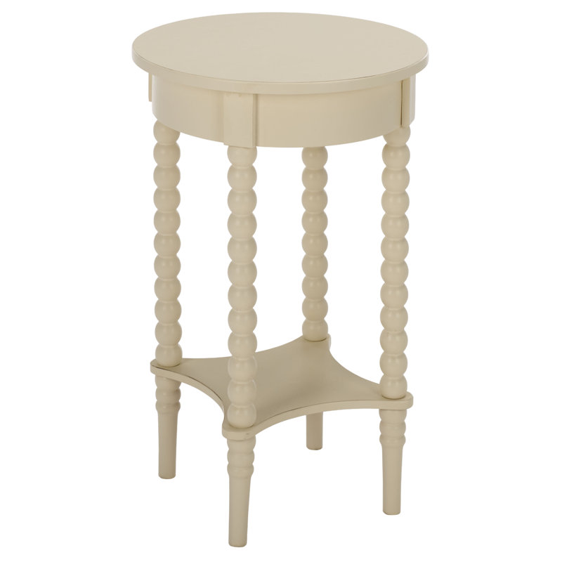 Orbis Round Accent Table, Distressed White
