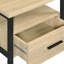1 table d'appoint en chêne et noir - style rustique pour la lecture des pieds en métal, du panneau de particules et du salon en bois composite, de la chambre à coucher, du coin robuste