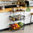 3-Tier Rolling Kitchen Storage Cart With Locking Wheels, Removable Stackable Wire Shelves For Pantry, Vegetable, And Snack Organization