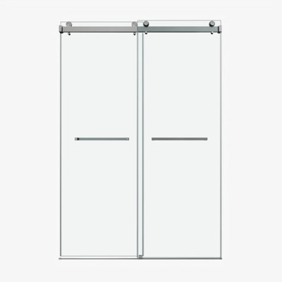 Porte de douche coulissante double sans cadre 48 * 76 ", double porte de douche, verre trempé de 3/8" (10mm) de type GSCG, acier inoxydable, nickel brossé