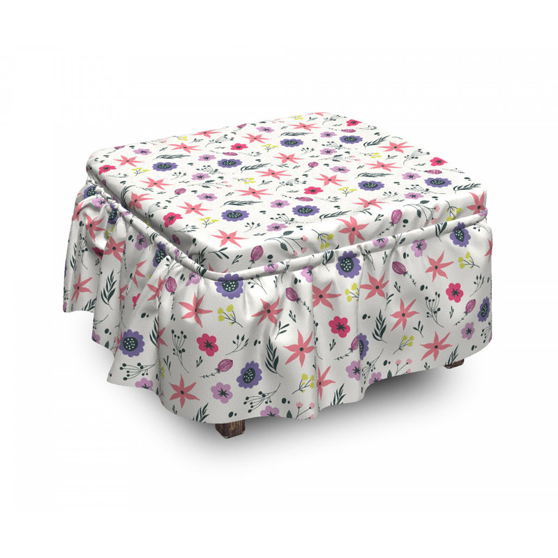 Housse pour repose-pieds plantes d’art botanique doodle