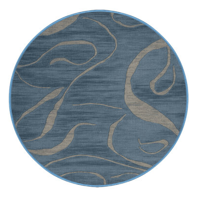 Tapis bleu abstrait lavable à la machine