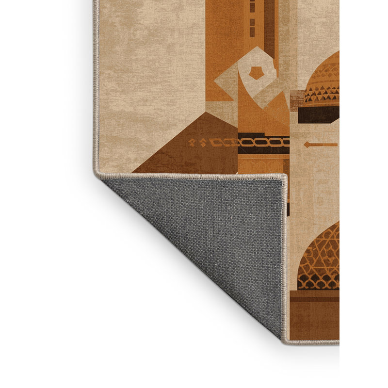 Tapis marocain doux et moelleux d'inspiration mondiale Eilerman en brun - reliure beige, 6x9