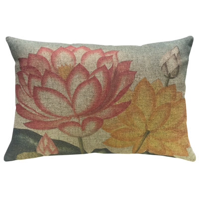 Flowers Linen Lumbar Pillow