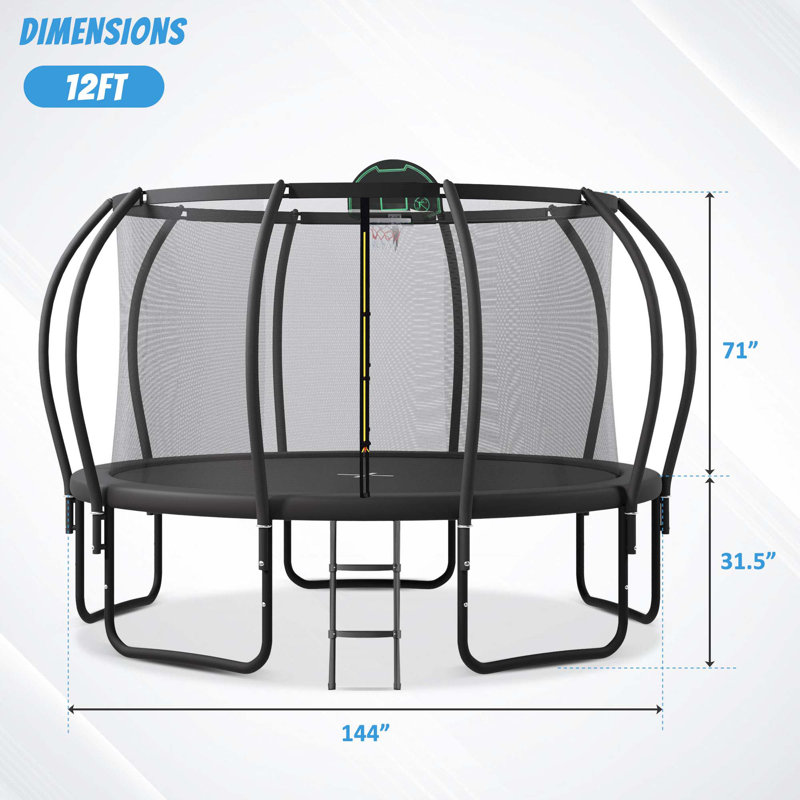 Trampoline d'extérieur pour enfants avec caractéristiques de sécurité avancées et accessoires amusants pour l'entraînement physique