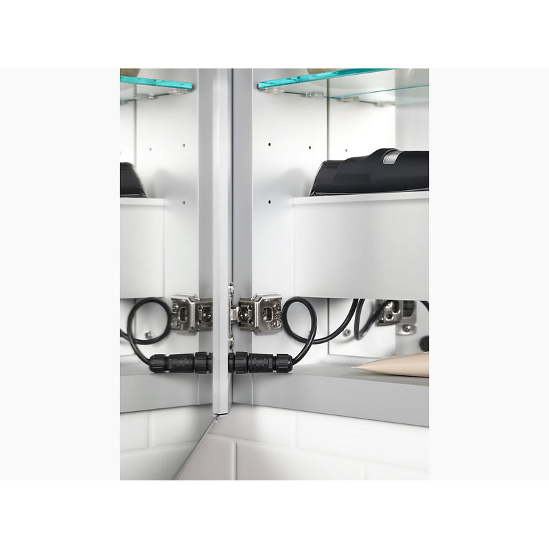 Verdera® Recessed or Surface mount Frameless Medicine Cabinet 2 Shelves Lighting Electrical Outlet