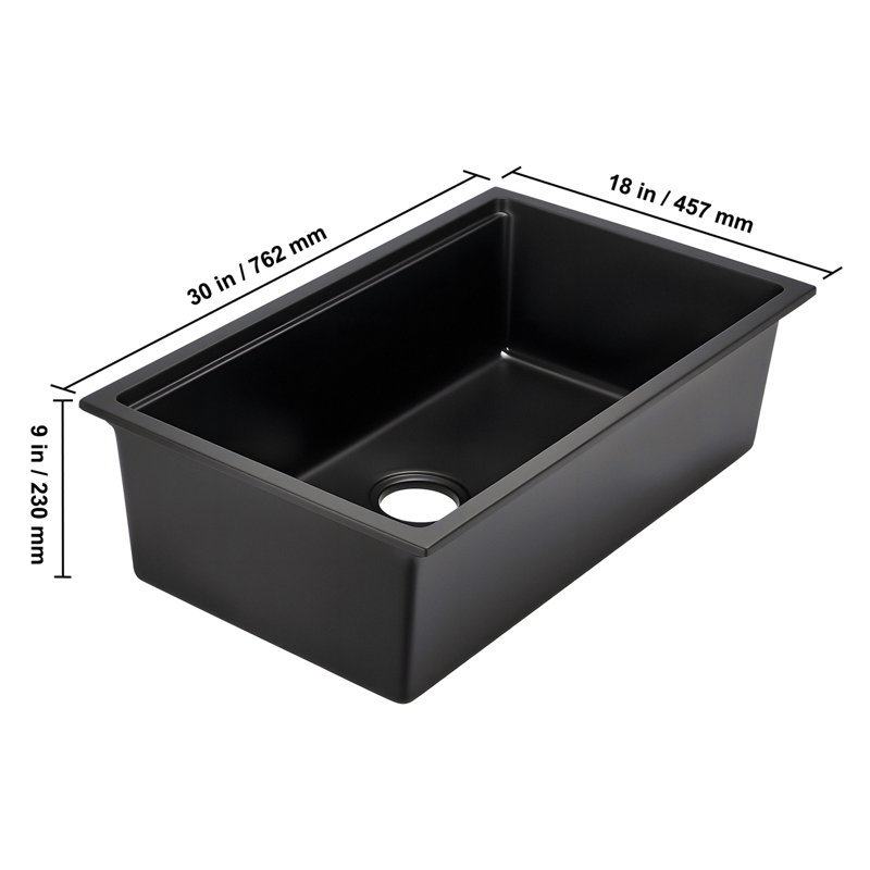 Évier de cuisine encastré 30 pouces en granite à cuve simple pour bar pour véhicule récréatif