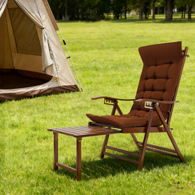 Bamboo Lounge Chair Folding Reclining Chair With Adjustable Backrest Folding Lounge Chair With Cushion