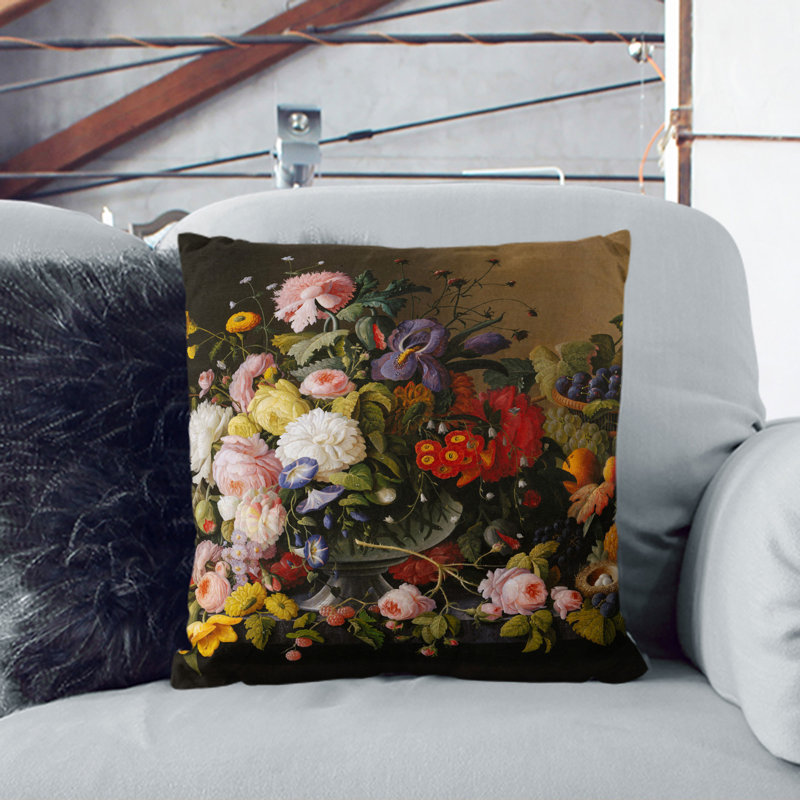 Still Life With Flowers And Fruit Vol.12 Floral Square Throw Cushion, 40cm H x 40cm W x 15cm D