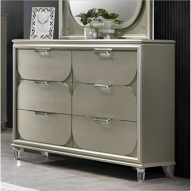 Commode contemporaine en acrylique à 1 poignée à 6 tiroirs
