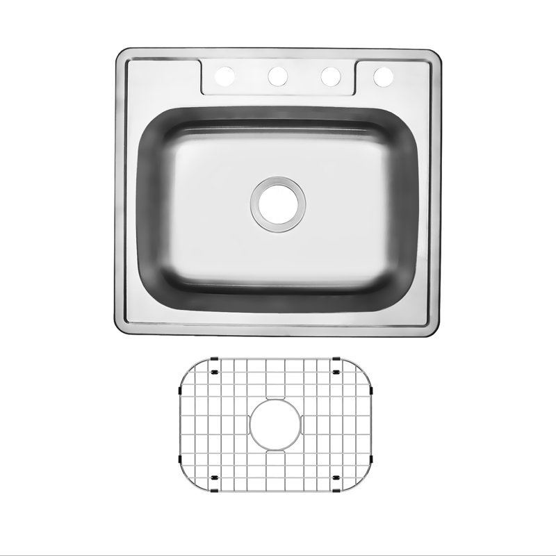 Évier de cuisine à une cuve encastré en acier inoxydable