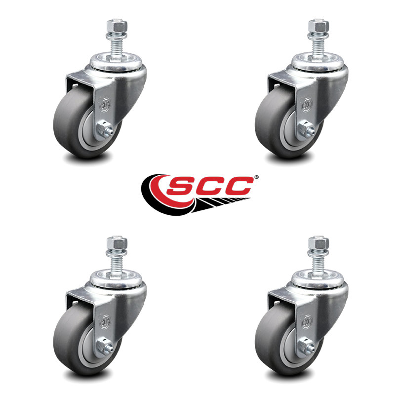 Ensemble de roulettes à tige filetée 3,5 mm en caoutchouc de 12 mm