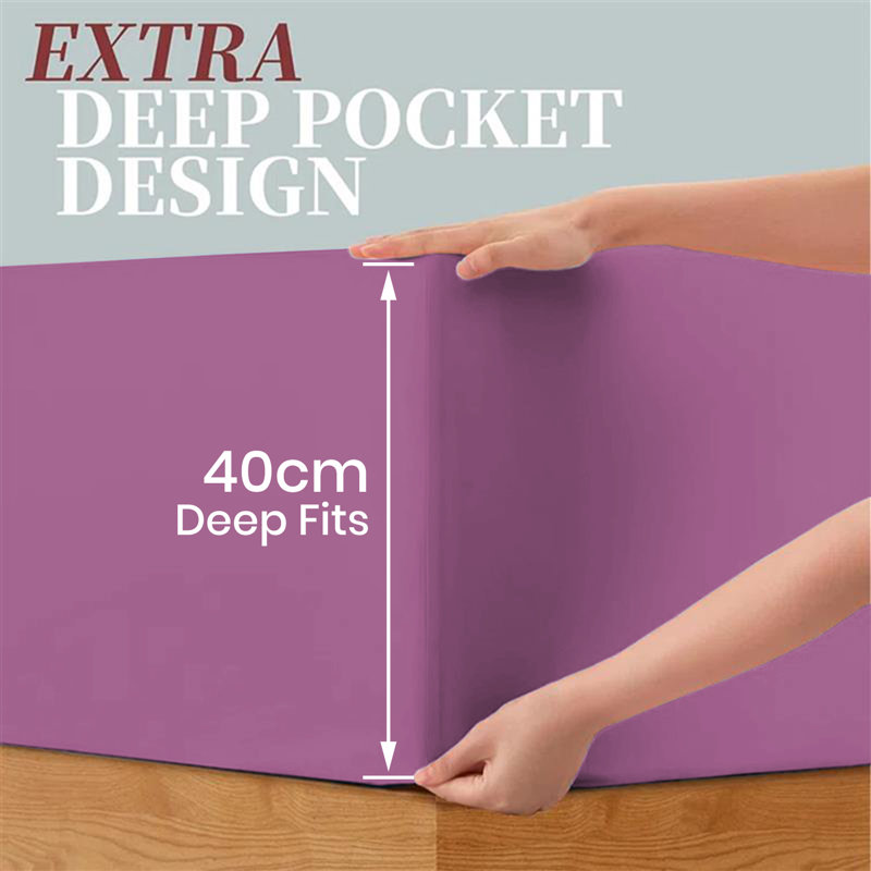 40 cm Soft Brushed Microfiber Extra Deep Fitted Sheet, Double (4'6), Lilac/Purple
