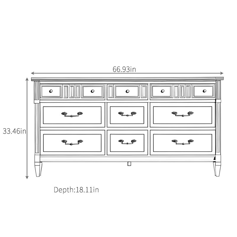 Buffet de grande capacité, H 33,46 po x l 66,93 po x P 18,11 po