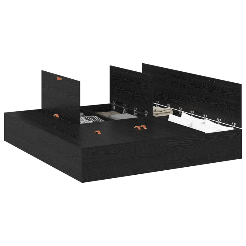 Storage Bed Frame, Black Oak, 180 x 200 cm