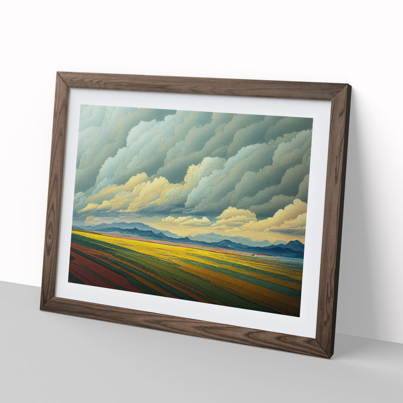 Clouds over a Meadow - Framed Print, 34cm H x 46cm W x 2cm D, Walnut