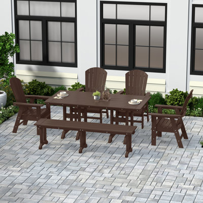 Geoff 6 - Person Patio Dining Set with Rectangular Table