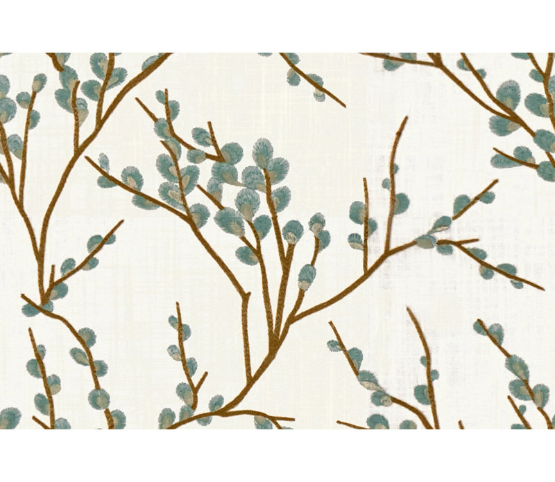 White/Wheat Polyester Blend Fabric