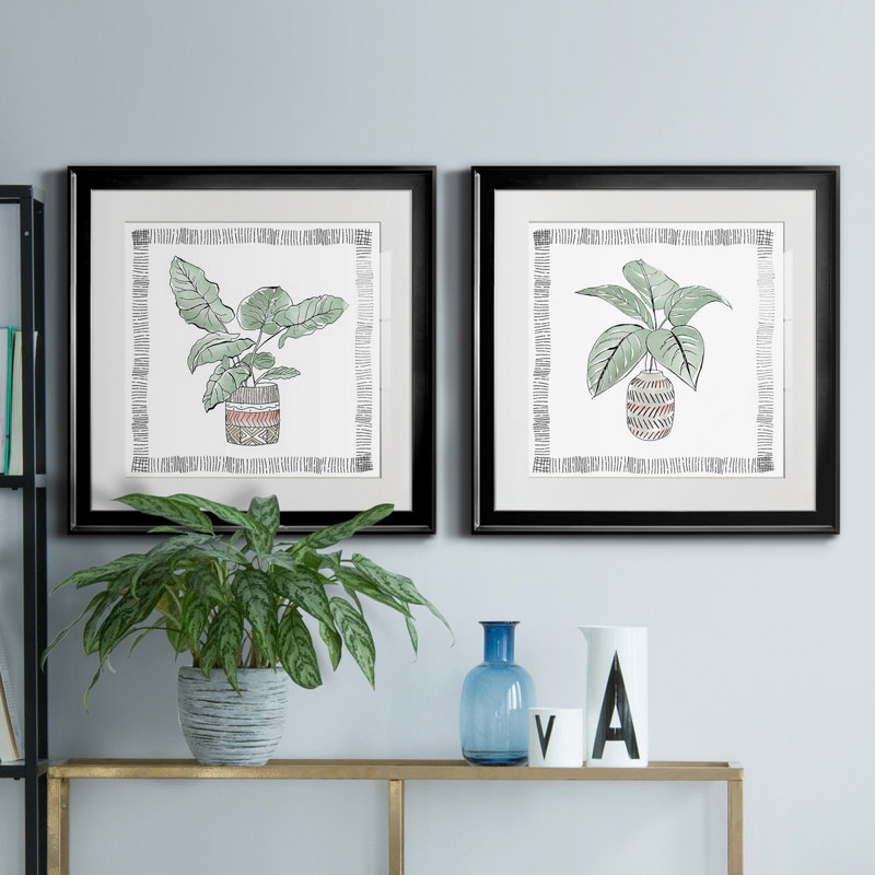 Elephant Ear - ensemble de 2 reproductions de cadres photo, Noir, H 26,5 po x l 53 po x P 1,5 po