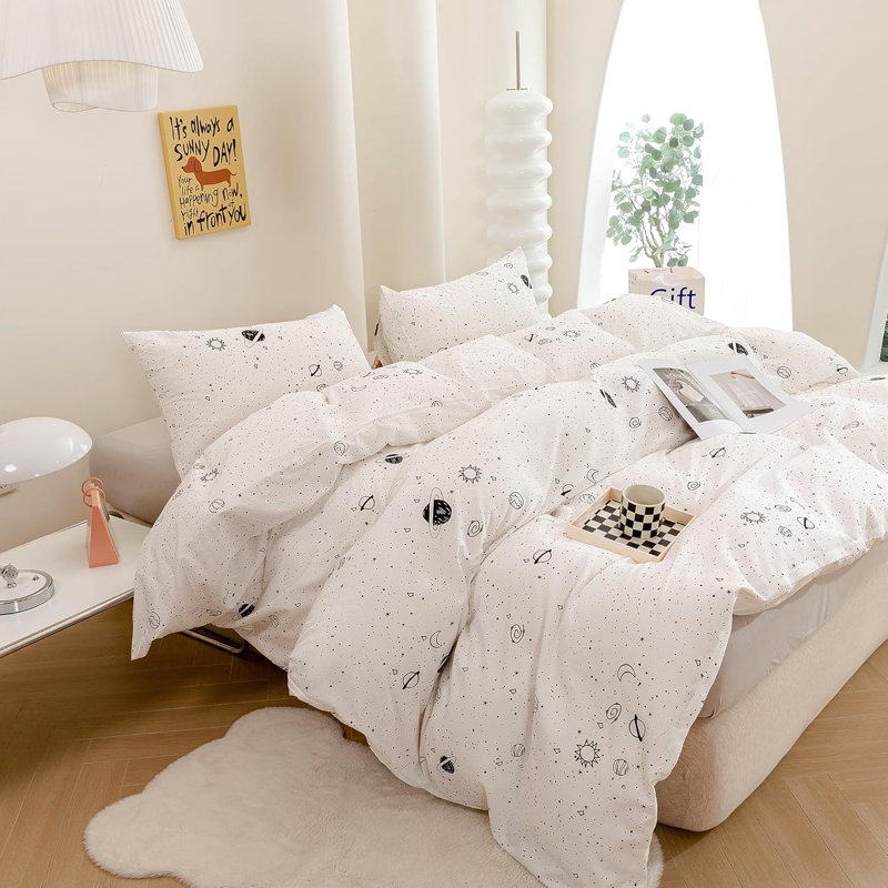 3 PCS Space Interstellar Duvet Cover Ultra Soft & Breathable Comforter Cover, Queen Duvet Cover + 2 Shams