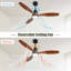 Ventilateur de plafond d'intérieur à profil bas de 52 pouces à DEL avec lumière et télécommande pour salon de patio-126322138-126322139
