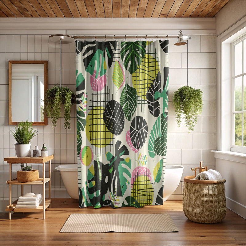 Leaf Bird - Rideau de douche Premium, H 74 po x l 71 po