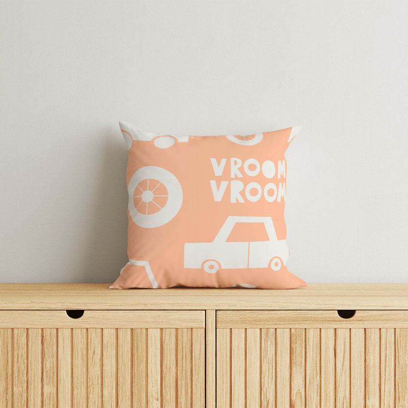 Coussin Vroom, Pêche / orange, H 26 po x l 26 po