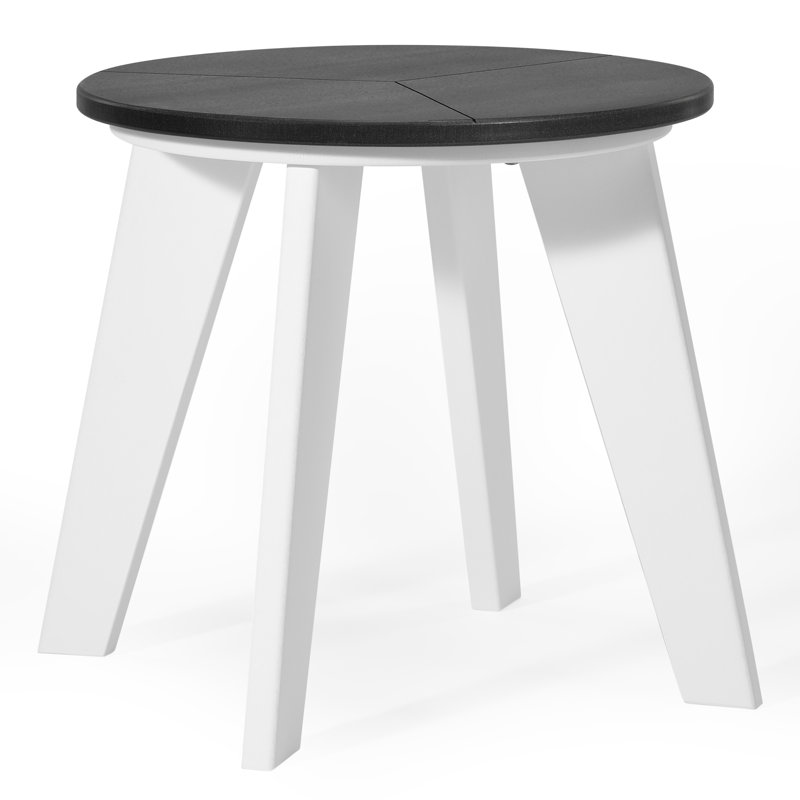 Outdoor Round 18" End Table, White, Gray