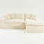 Chaise longue en velours blanc tortue, formes modulables, différentes fonctions, idéale pour recevoir, confort optimal, positions assises en L et droites pour des moments de détente.
