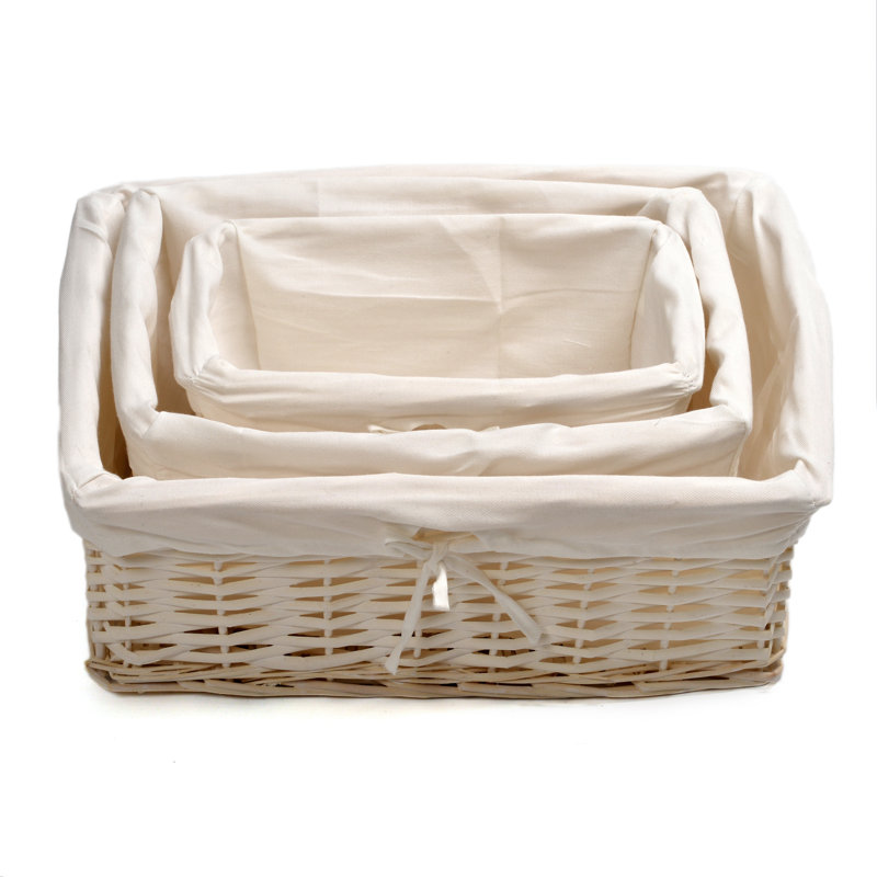 JVL Wicker Decorative Basket, White