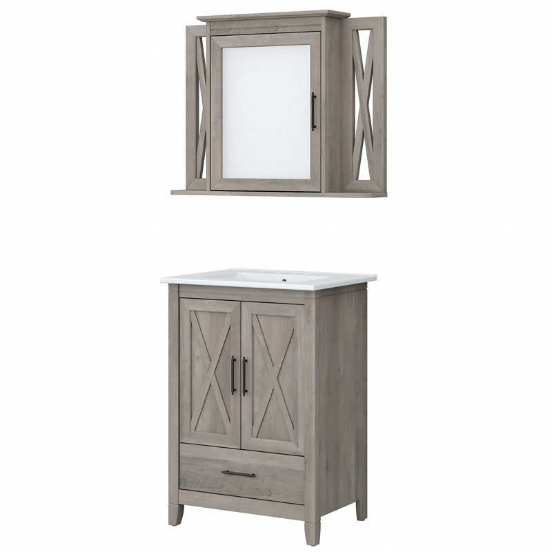 Edion Single Bathroom Vanity with Ceramic Top, Gray