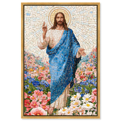 «Jesus in the Blooming Meadow», reproduction d'art sur toile encadrée Vittorio