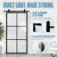 Porte de grange coulissante moderne en métal et verre dépoli à 6 carreaux, 42 po x 84 po, avec trousse de quincaillerie d'installation-105896426