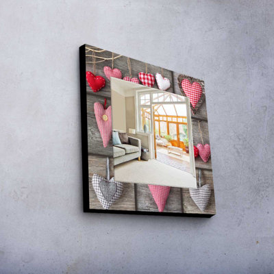 Élégant miroir décoratif avec cadre 100% bois de pin, 19,7 po x 19,7 po | Miroir en verre véritable (épaisseur: 0,2 pouce) | Peinture sur tissu élégante | Parfait pour la décoration intérieure et le vestibule, design durable et chic