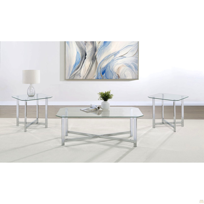 Linda Chrome 3-piece Coffee Table Set