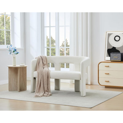 43" Upholstered 2-Person Dining Bench With Arms & Back For Living Room