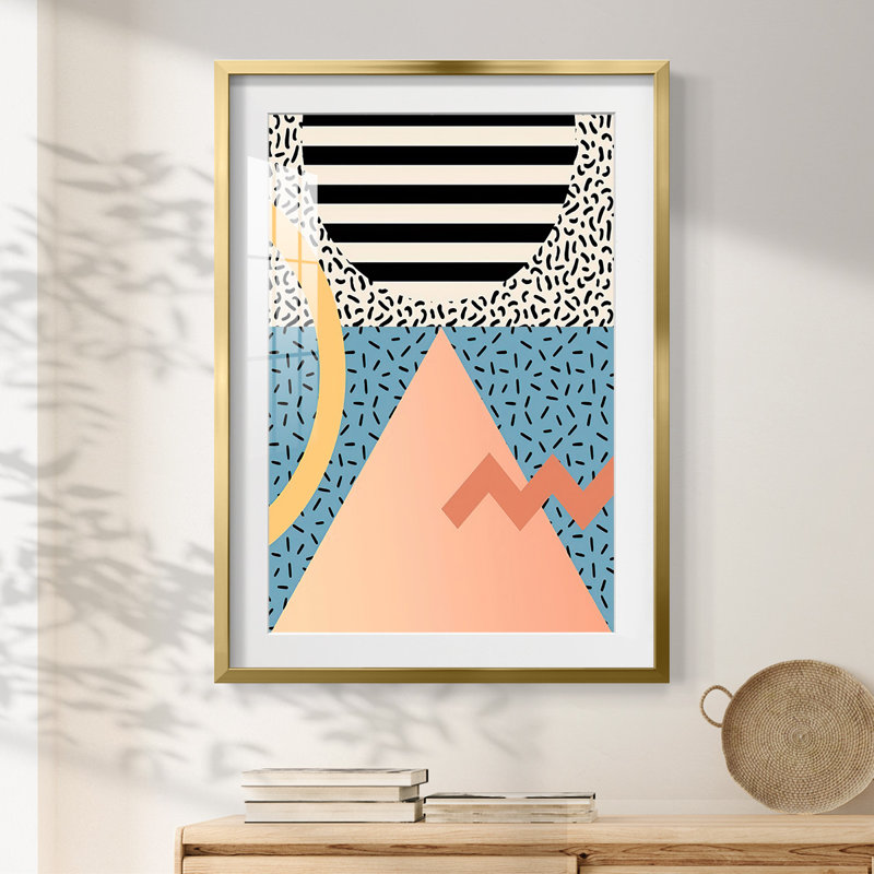 Modern Memphis I -Framed Print, 25.5'' H x 17.5'' W, Gold