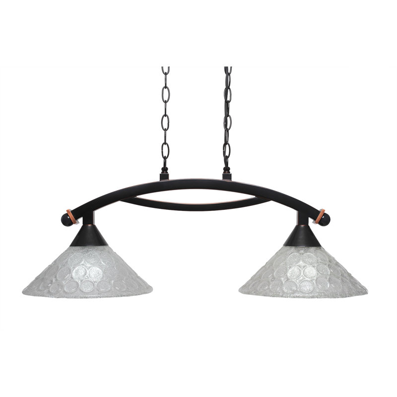 Luminaire suspendu linéaire pour îlot de cuisine 2 lumières Eisenhauer, Argent, Cuivre noir