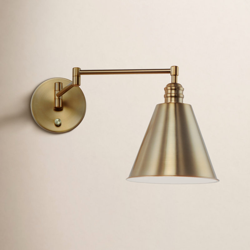 Cidni Steel Swing Arm Sconce, Gold