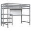 Lit mezzanine simple en bois avec tablettes, bureau et tableau d'écriture - Gris-2072528208