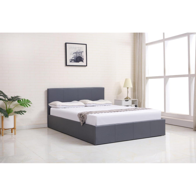 Ottoman Bed with Mattress, Grey