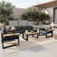 Ensemble de conversation de patio d'extérieur en aluminium 4 pièces avec tables d'appoint pliantes, sièges pour 5 personnes avec canapé 3 places, 2 fauteuils et table basse-1028077120