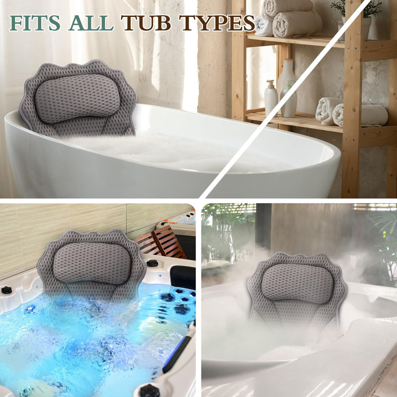 Coussin de baignoire ergonomique de luxe, Gris