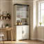 Armoire de rangement d'angle avec portes en verre trempé et tablettes réglables-1496328135