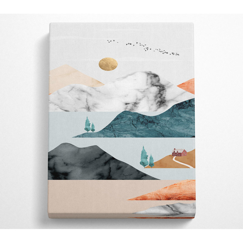 Abstract Snow Mountains - No Frame Print on Canvas, 50.8cm H x 35.6cm W