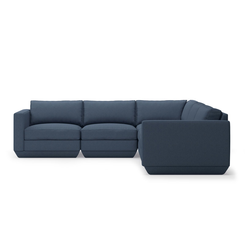 Canapé modulaire d'angle 5 pièces Podium, Bleu marine Hanson