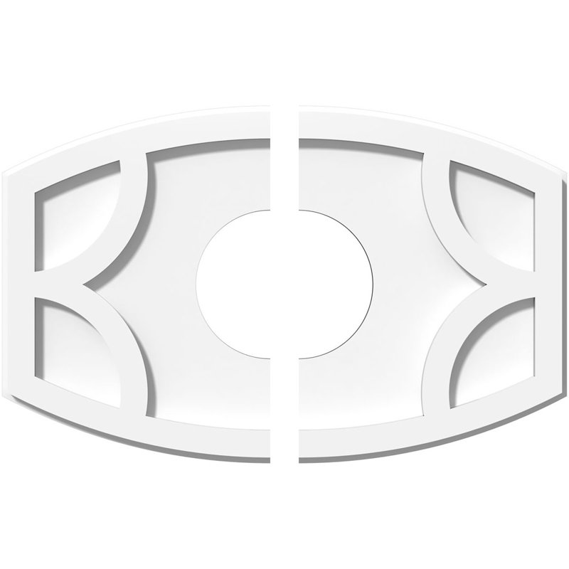 18"W x 12"H x 5"ID x 9 3/4"C x 1"P Kailey Architectural Grade PVC Contemporary Ceiling Medallion, Two Piece