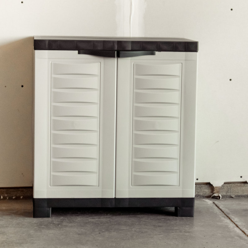 Heavy-Duty Storage Cabinet with Adjustable Shelf, Grey/Charcoal Trim